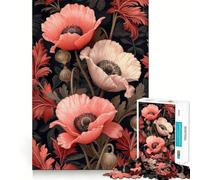 Vintage Red Poppies Jigsaw 1000 Piece Mind Skill Play Stable Fit No Shifting Parts Enjoyable Pastime for Long Weekends (38x26cm)