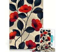 Vintage Red Poppies Jigsaw for Teenagers 1000 Pieces Mental Improve Play Uniform Size Precise Pieces Family Fun Night Activity (50x75cm)