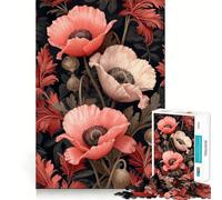 Vintage Red Poppies Puzzle for Adults 1000 Pieces Memory Play Game Firm Fit Secure Assembly Meaningful Connection Building Game (50x75cm)