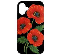 Vintage Red Poppy Botanical Retro Floral Design for Nature Case for iPhone 16 Plus