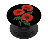 Vintage Red Poppy Botanical Retro Floral Design for Nature PopSockets Adhesive PopGrip