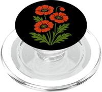 Vintage Red Poppy Botanical Retro Floral Design for Nature PopSockets PopGrip for MagSafe