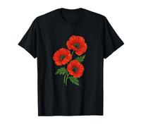 Vintage Red Poppy Botanical Retro Floral Design for Nature T-Shirt
