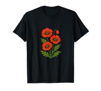 Vintage Red Poppy Botanical Retro Floral Design for Nature T-Shirt