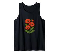 Vintage Red Poppy Botanical Retro Floral Design for Nature Tank Top