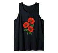Vintage Red Poppy Botanical Retro Floral Design for Nature Tank Top