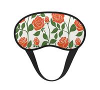 Vintage Red Rose and Green Leaf Composite Cloth Black Edge Eye Mask Men and Women with Elastic Band