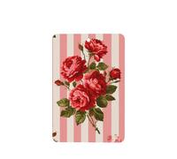 Vintage Red Roses On Pink Stripes Car Air Fresheners 4 Pcs Hanging Scented Cards Fragrance Scented Cards For Car Aromatherapy Tablets