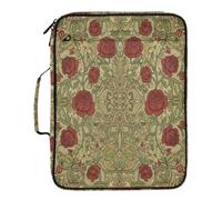 Vintage Red Roses William Morris Pattern Paper File Folder 7 Pockets A4 Letter Size with Zipper Closure for Office Supplies File Folder with Pockets para guardar documentos