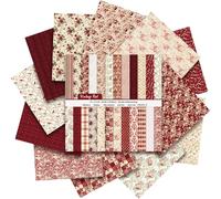 Vintage Red Scrapbook Paper, 12x12 Paper Pad, 24 Sheets/ 12 Designs Flower Garden Pattern Paper Vintage Rose Scrapbook Specialty Paper Double Sided Floral Decorative Craft Paper