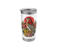 Vintage Red Shouldered Hawk Tattoo Style Birdwatching Design Stainless Steel Insulated Tumbler