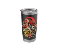 Vintage Red Shouldered Hawk Tattoo Style Birdwatching Design Stainless Steel Insulated Tumbler