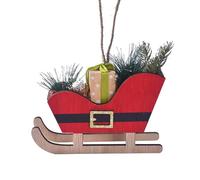 Vintage Red Sleigh Christmas Tree Ornament - Classic Festive Decoration with Gift Box, Party Holiday Decor (Red)