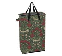 Vintage Red Slovenia Carnation Pattern Laundry Hamper with Handles Slim Laundry Basket Stand up Boys and Girls Clothes Hampers for Bathroom