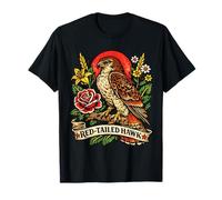 Vintage Red Tailed Hawk Tattoo Style Birdwatching Design T-Shirt