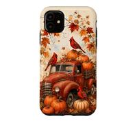Vintage Red Truck Cardinal Pumpkin Maple Leaf Fall Harvest Case for iPhone 11