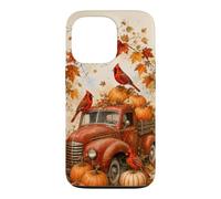 Vintage Red Truck Cardinal Pumpkin Maple Leaf Fall Harvest Case for iPhone 13 Pro