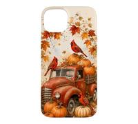 Vintage Red Truck Cardinal Pumpkin Maple Leaf Fall Harvest Case for iPhone 15 Plus