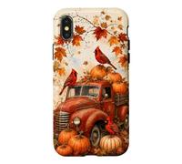 Vintage Red Truck Cardinal Pumpkin Maple Leaf Fall Harvest Case for iPhone X/XS