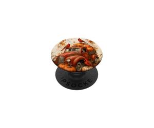 Vintage Red Truck Cardinal Pumpkin Maple Leaf Fall Harvest PopSockets Adhesive PopGrip
