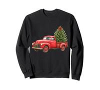 Vintage Red Truck Christmas Tree Winter Season Sweatshirt