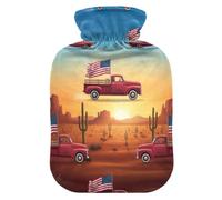 Vintage Red Trucks Hot Water Bottle with Soft Cover Bed Hand Feet Warmer Winter Gift Hot Water Bag for Menstrual Cramps