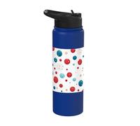 Vintage Red White Blue Polka Dot Pattern American Patriotic Stainless Steel Insulated Water Bottle
