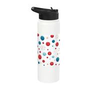 Vintage Red White Blue Polka Dot Pattern American Patriotic Stainless Steel Insulated Water Bottle