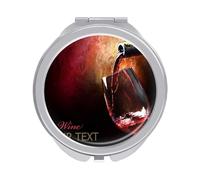Vintage Red Wine Glass Folding Make Up Mirror, Compact 2X/1X Magnification Mirror, Women Portable Travel Makeup Mirror 2.4 x 2.4 inch