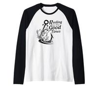 Vintage Reeling In The Good Times Funny Bass Fishing Lover Raglan Baseball Tee