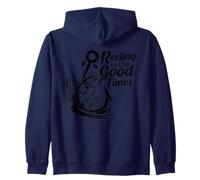 Vintage Reeling In The Good Times Funny Bass Fishing Lover Zip Hoodie
