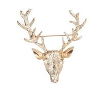 Vintage Reindeer Head Brooch Antler Deer Horn Lapel Pin Safty Pin Women Men Suit Jacket Sweater Decors Jewelry Gift for Wife Husband Friends