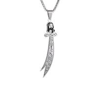 Vintage Religious Jewellery Engraved Scripture Imam Ali Sword Zulfiqar Necklace Chain Islamic Muslim Art Jewellery