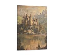 Vintage Renaissance Castle Medieval Dark Moody Wall Art Paintings Canvas Prints Poster Artwork for Living Room Bedroom Bathroom Office Home Decor 16x24inch(40x60cm)
