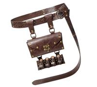 Vintage Renaissances Costume Accessories Set with Faux Leather Belt and Belt Bag Pouches with 4Pcs Cork Potion Vials Themed Party Accessory