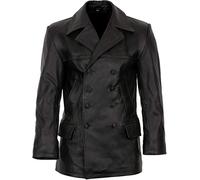 Vintage Replica WW2 German Kriegsmarine Leather U-Boat Deck Jacket (Black, Large 41-42 inch)