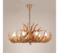 Vintage Resin Antler Chandelier with 9 Heads for Living Room Bedroom Office Retro Style Single Layer in Antique Finish