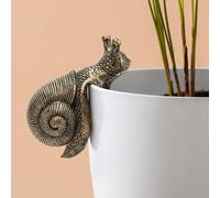 Vintage Resin Snail Planter Pot Hugger Flower Figurine, Climbing Statue and Vase Miniature Fairy Garden Terrarium Decor, Resin Art Patio Lawn Yard Outdoor Fence Hanger Animal Ornament, Bronze