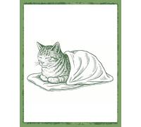 Vintage Resting Cat Sketch - Motivational Cat Poster for Home Office Decor - Unframed 8x10 Wall Art for Bedroom, Bathroom, Bar, Lounge, Kitchen - Bridgerton Inspired, Victorian Style, Nature Artwork