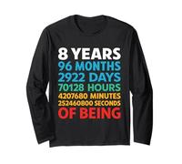 Vintage Retro 8th Birthday 8 Years Old 96 Months 2922 Days Long Sleeve T-Shirt