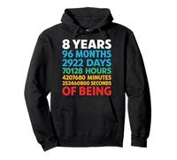 Vintage Retro 8th Birthday 8 Years Old 96 Months 2922 Days Pullover Hoodie