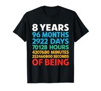 Vintage Retro 8th Birthday 8 Years Old 96 Months 2922 Days T-Shirt