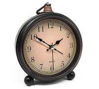 Vintage Retro Analog Alarm Clock, 4 inch Super Silent Non Ticking Small Clock with Night Light, Battery Operated, Simply Design, for Living Room, Bedroom, Bedside, Desk, Gift Clock (Arabic)