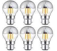Vintage Retro Antique LED Filament Bulb G45 4W LED Light Bulb, Silver Bowl Tipped, B22 Base, Soft Warm White 2700K, 40W Equivalent, 220-240VAC, Dimmable (B22 Base)