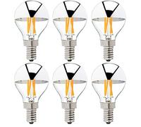 Vintage Retro Antique LED Filament Bulb G45 4W LED Light Bulb, Silver Bowl Tipped, E14 Base, Soft Warm White 2700K, 40W Equivalent, 220-240VAC, Dimmable (E14 Base)