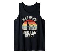 Vintage Retro Beer Never Broke My Heart Funny Drinking Tank Top