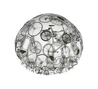 Vintage Retro Bicycle Bike Waterproof Shower Cap,Elastic Bathing Hair Cap Environmental Protection Hair Bath Caps, Double WaterproofBathing Shower Hat