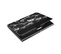 Vintage Retro Black White Skateboards Spots Paint on Black PU Leather Stainless Steel Business Card Holder, Name Card Holder Slim Credit Wallet, Unisex Business Card Case Multi Card Case