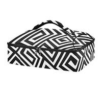 Vintage Retro Black White Spiral Texture Reusable Insulated Pizza Bag, Waterproof Food Delivery Bag, with Handle Lid Leakproof Pizza Holder Tote for Hot or Cold Food