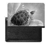 Vintage Retro Brown Sea Turtles Bubbles Ocean Sea Women's Passport Protector, Men's Passport Protector, PU Travel Passport Protector for Women Men Worker 5.8 x 3.9 x 0.4 inch